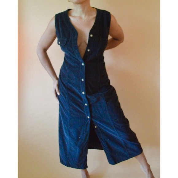 90s Vintage Corduroy Sleeveless Dress - Picture 2 of 2